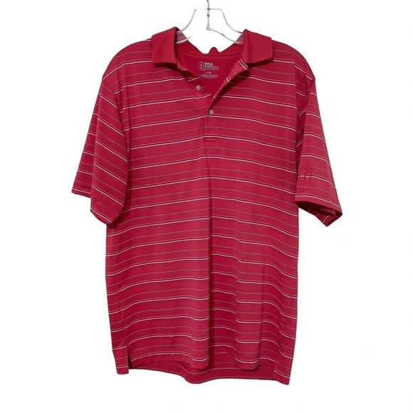 PGA Tour Mens Coral Button Up Collar Golf Shirt Size Large - Picture 1 of 12